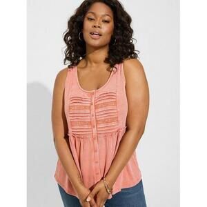 NWT Torrid Textured Jersey Scoop Neck‎ Button Down Babydoll 1X